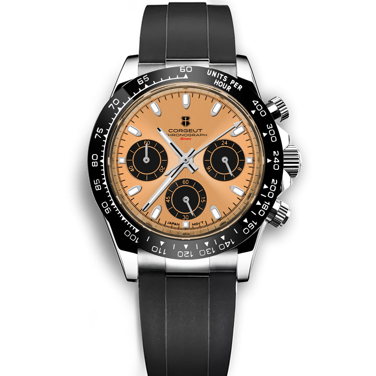 Corgeut Luxury Stainless Steel 40mm Daytona Luminous Hands VK63 Chronograph Men Wristwatch Quartz Watch