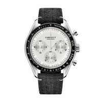 Corgeut Hot Sells High Quality 40mm Mineral Glass Stainless Steel Strap Black Dial Dive Chronograph Men Wrist Quartz Watches