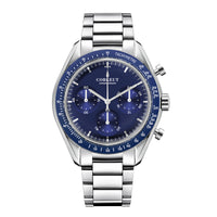 Corgeut Hot Sells High Quality 40mm Mineral Glass Stainless Steel Strap Black Dial Dive Chronograph Men Wrist Quartz Watches