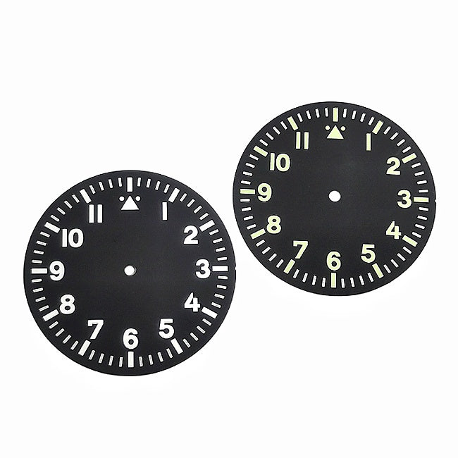 Dial with two Arabic numeral hour markers