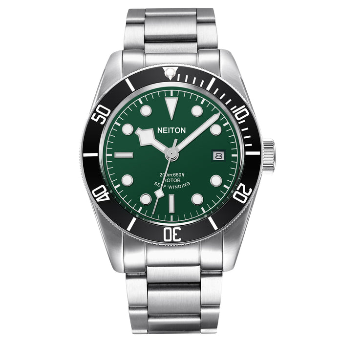 Dive watch with a black bezel