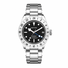 GMT watch with a black and white dial