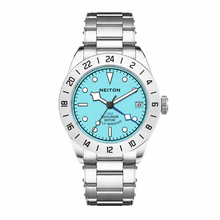GMT watch with a blue dial