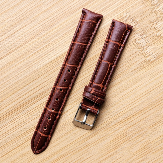 Lifestyle image of a brown leather watch strap
