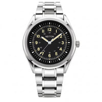 NEITON Silver GMT Watch with Black and Green Dial