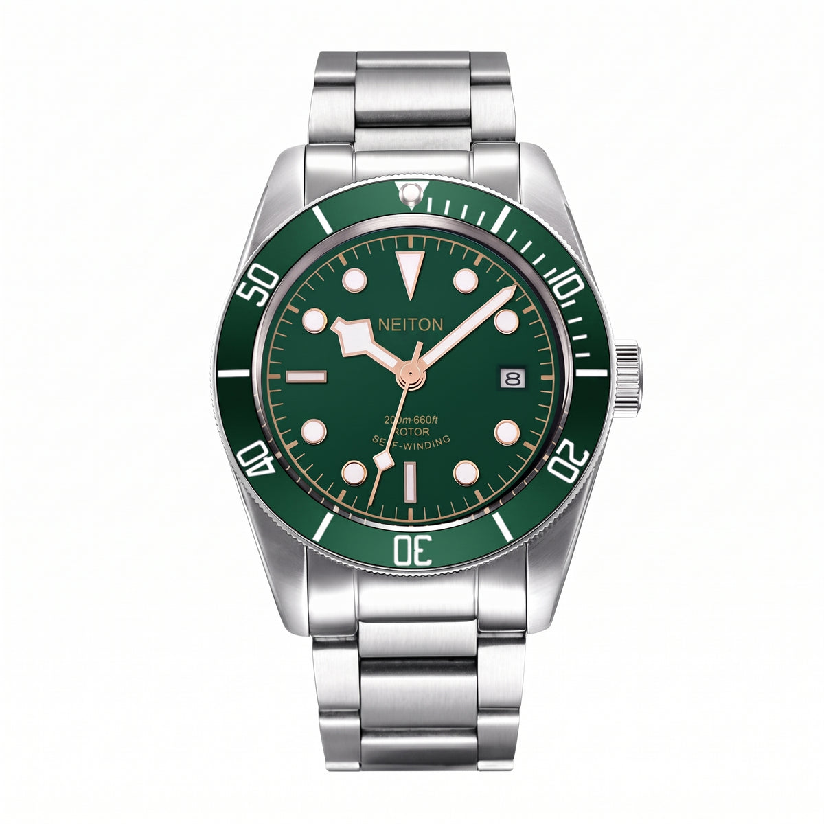 NEITON automatic dive watch with green bezel