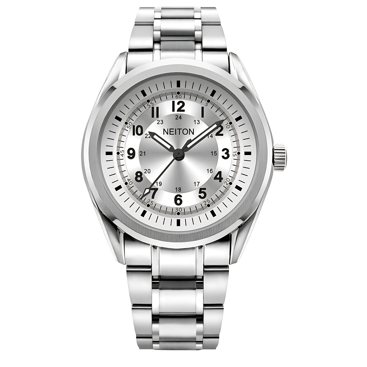 NEITON silver GMT watch with stainless steel bracelet