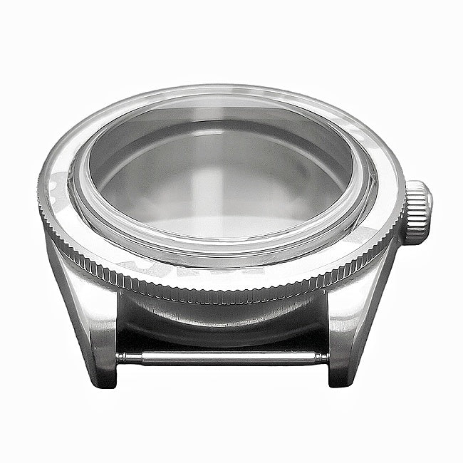 OEM 39mm GMT watch case with an easily sloped front profile.