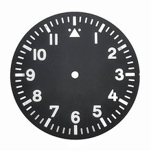 Vintage military watch dial, Arabic numeral hour markers, customizable logo, available for models 8215 and NH35.