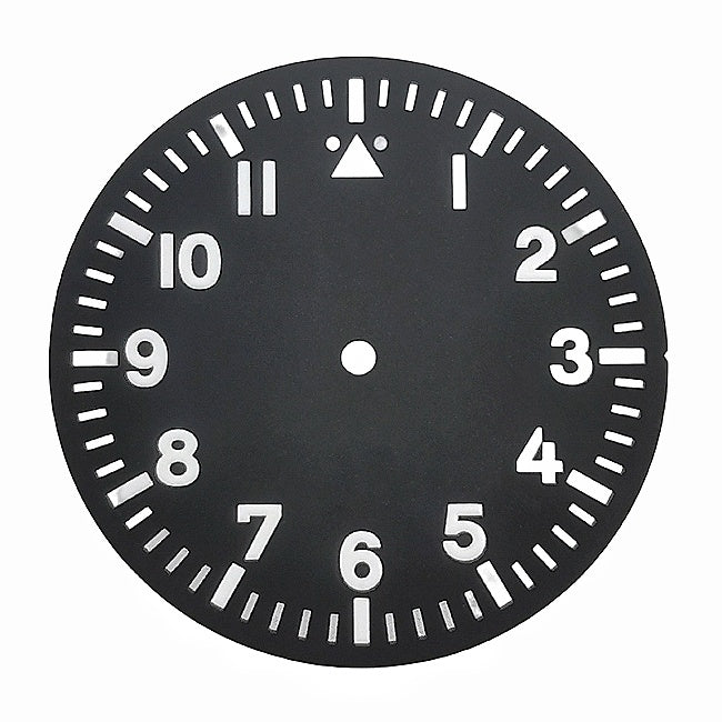 Vintage military watch dial, Arabic numeral hour markers, customizable logo, available for models 8215 and NH35.