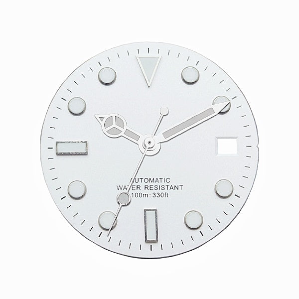 White diving watch dial scene image