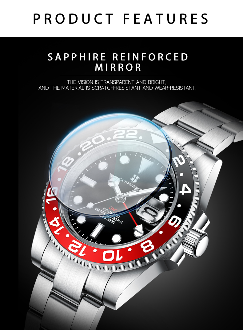 Corgeut Submariner Series SUB Automatic Watches With Date 6001L