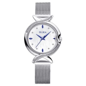 OLIKA 30m Waterproof Ladies Watch Real Fritillary Face Fish Tail Diamond