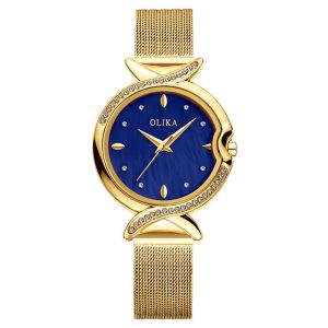 OLIKA 30m Waterproof Ladies Watch Real Fritillary Face Fish Tail Diamond