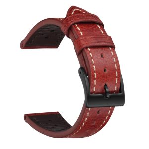 Retro Oil Flower Beads Hole Top Layer Leather Watch Strap