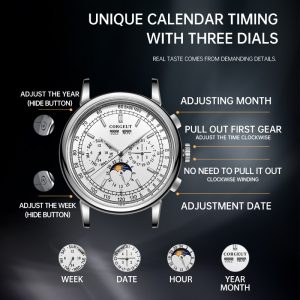 Corgeut 6016 Seagull Movement Sapphire Mirror 30m waterproof