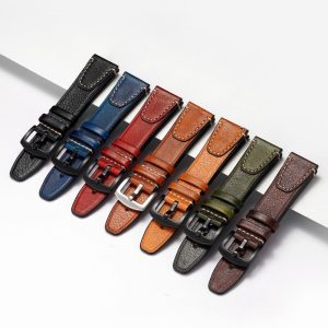Genuine Leather Vintage Tree Cream Leather Watch Strap