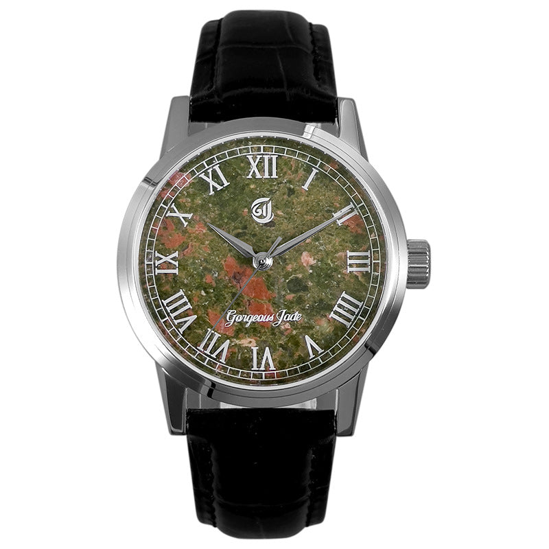 Gorgeous Jade MY250515 8215 Movement Motley Green Stone Dial Watch