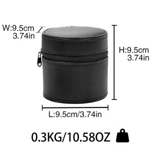 Round PU Leather Travel Portable Watch Storage Case