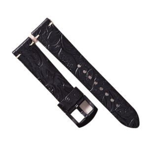 Cut edge embossed genuine leather watch strap