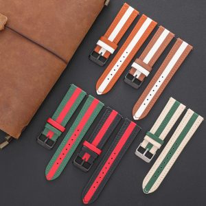 Contrast Color Cowhide Genuine Leather Watch Strap