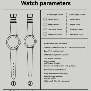 Gorgeous Jade MY25055 8215 Movement African Turquoise Dial Watch