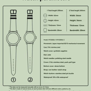 Gorgeous Jade MY25056 8215 Movement Jadeite Dial Watch