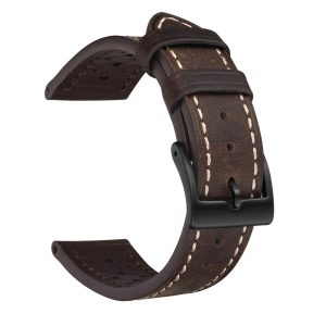 Retro Oil Flower Beads Hole Top Layer Leather Watch Strap