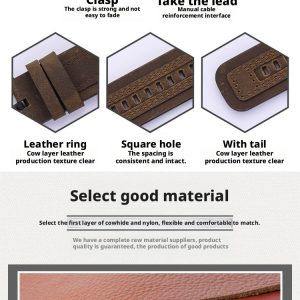 Matte Genuine Leather Watch Strap Vintage Crazy Horse Style with Studs