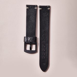 Cut edge embossed genuine leather watch strap